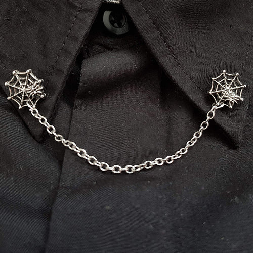 Spider web collar pin