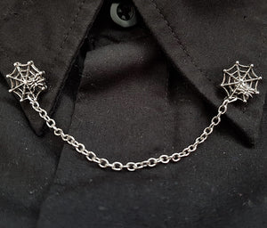 Spider web collar pin