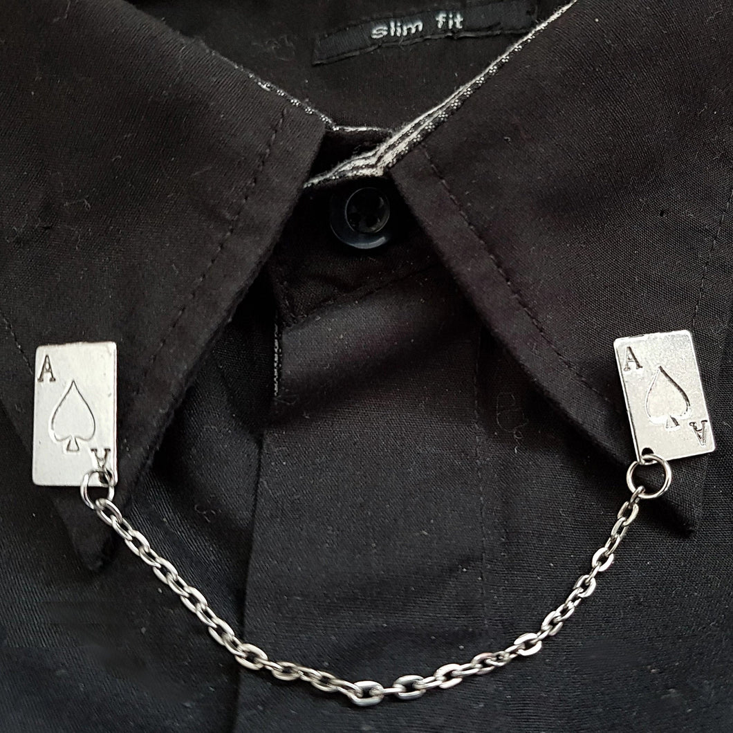 Ace collar pin with chain