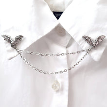 Load image into Gallery viewer, Bat collar pins with chain