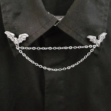 Load image into Gallery viewer, Bat collar pins with chain